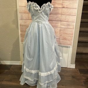 Gunne Sax by Jessica McClintock vintage baby blue Swiss dot vintage size 13